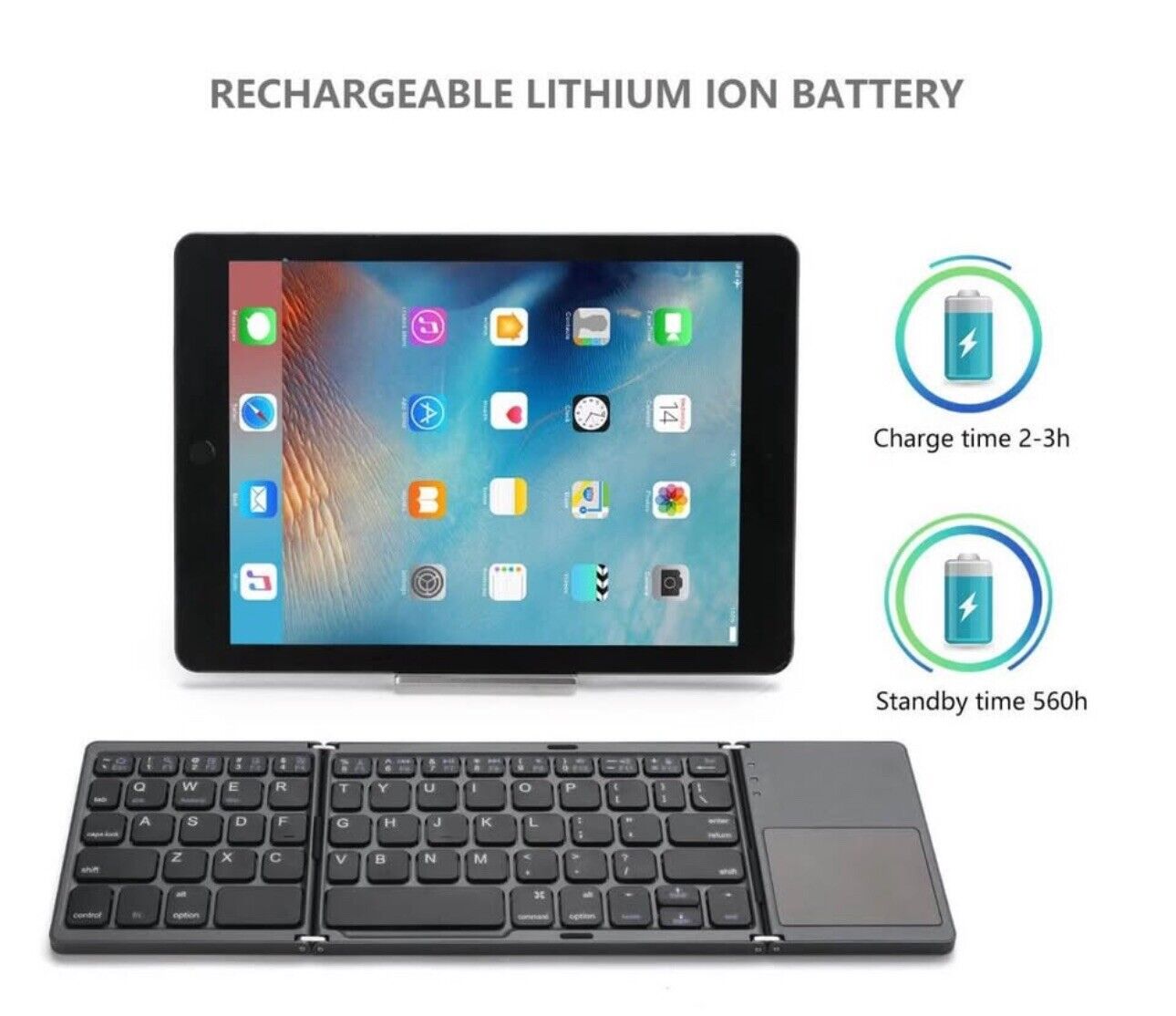 Foldable Bluetooth Keyboard with Touchpad Portable Wireless Keyboard with Sta...