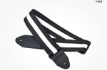 Cotton Stripe Leather Head Guitar Strap 2" Wide Black&white