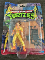 Playmates Vtg 1988 TMNT Figure APRIL O’NEIL Blue Stripe Jumpsuit Unpunched Card