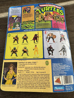 Playmates Vtg 1988 TMNT Figure APRIL O’NEIL Blue Stripe Jumpsuit Unpunched Card