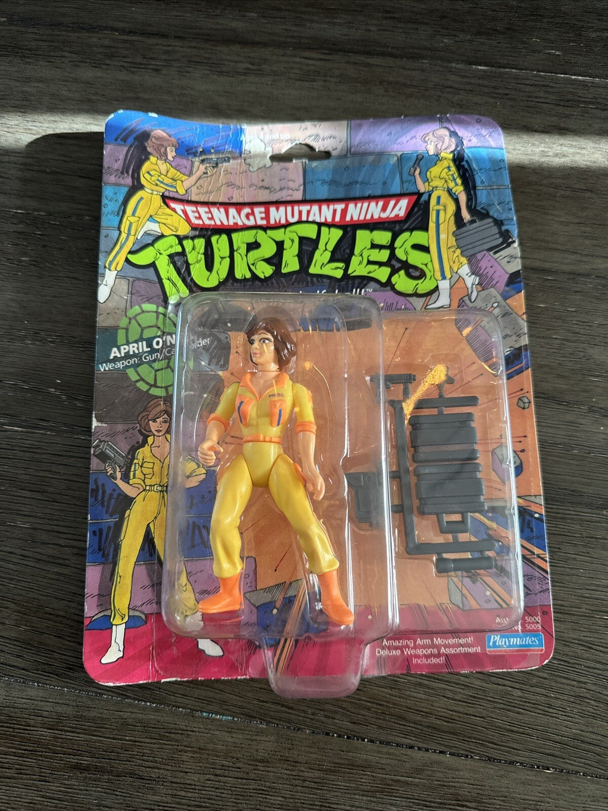 Playmates Vtg 1988 TMNT Figure APRIL O’NEIL Blue Stripe Jumpsuit Unpunched Card
