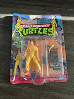 Playmates Vtg 1988 TMNT Figure APRIL O’NEIL Blue Stripe Jumpsuit Unpunched Card