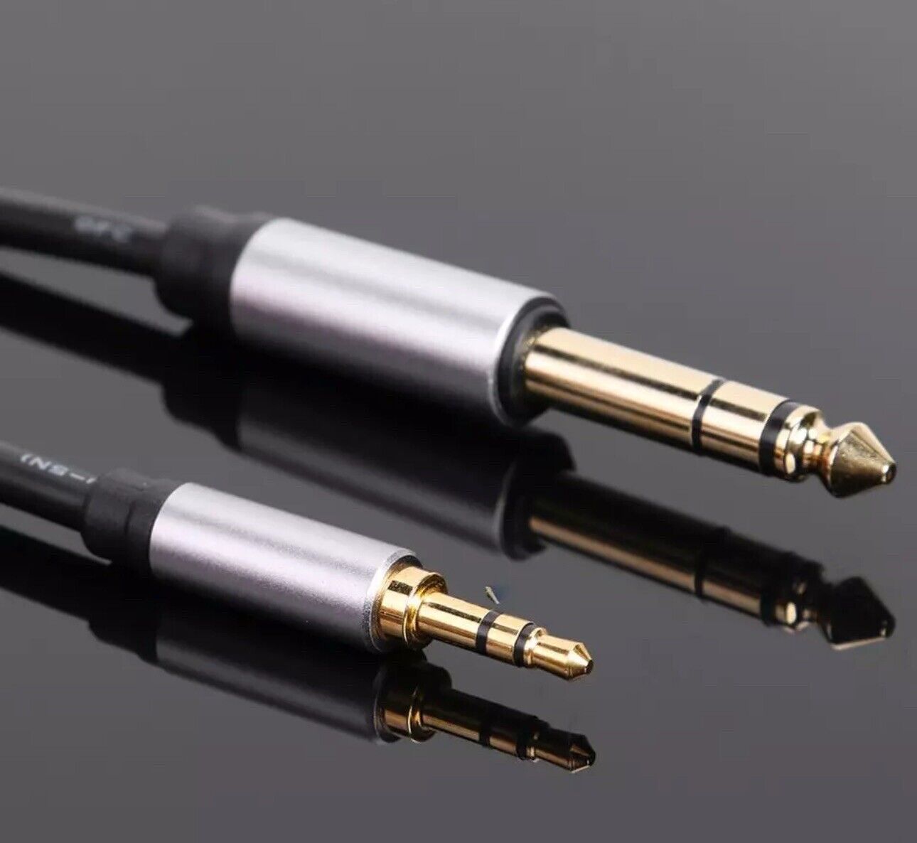 Black 3.5mm Male to 6.35mm 1/4 inch Male Cable Stereo Headphone Adapter Wire