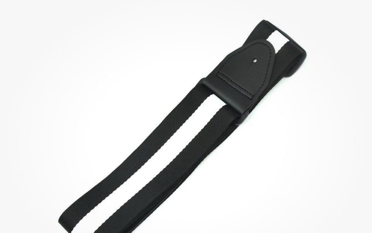 Cotton Stripe Leather Head Guitar Strap 2" Wide Black&white