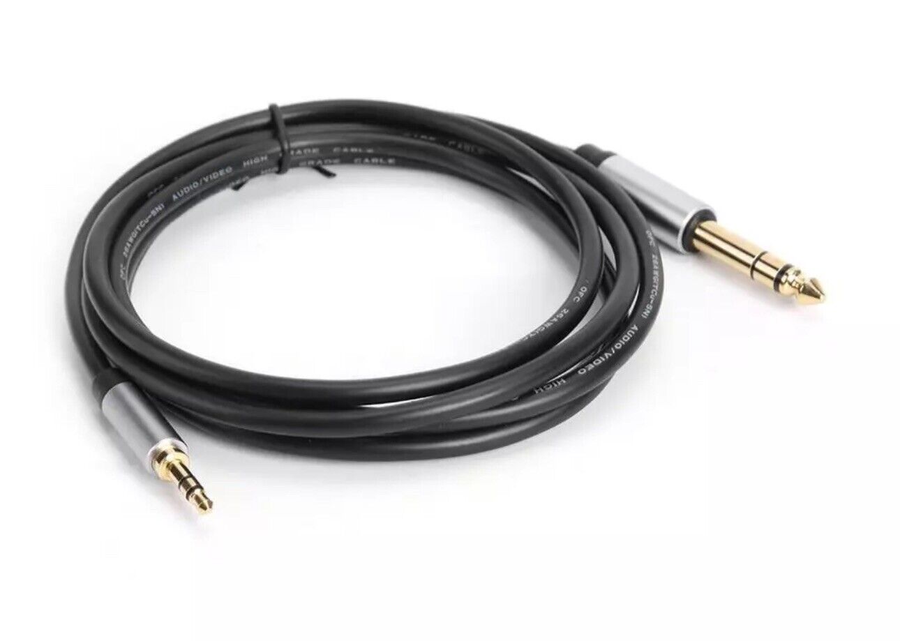 Black 3.5mm Male to 6.35mm 1/4 inch Male Cable Stereo Headphone Adapter Wire