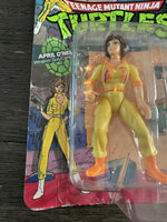 Playmates Vtg 1988 TMNT Figure APRIL O’NEIL Blue Stripe Jumpsuit Unpunched Card