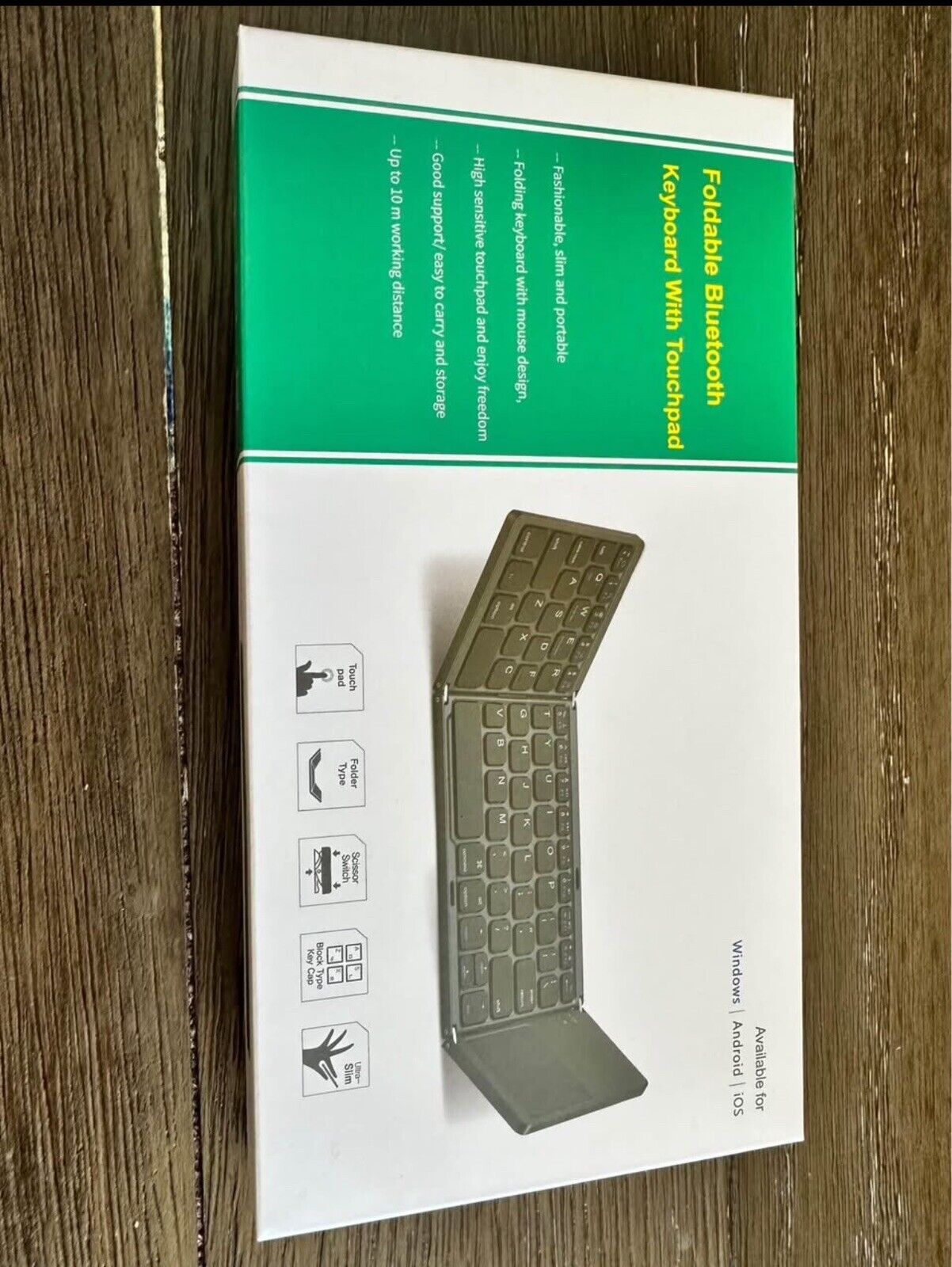 Foldable Bluetooth Keyboard with Touchpad Portable Wireless Keyboard with Sta...
