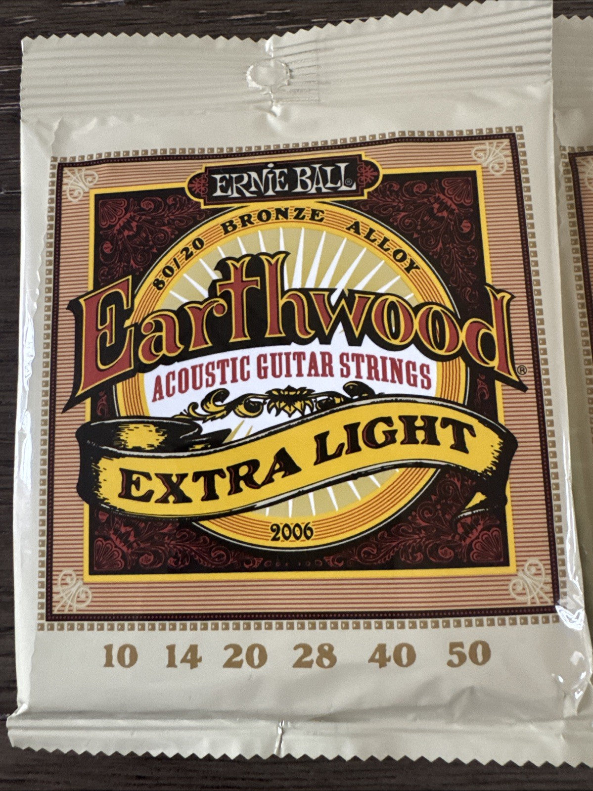 2-Ernie Ball 2006 Earthwood 80/20 Extra Light 10-50 Acoustic Guitar Strings