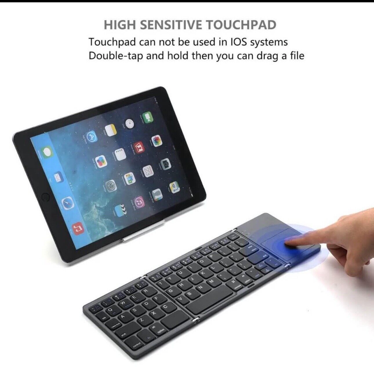 Foldable Bluetooth Keyboard with Touchpad Portable Wireless Keyboard with Sta...