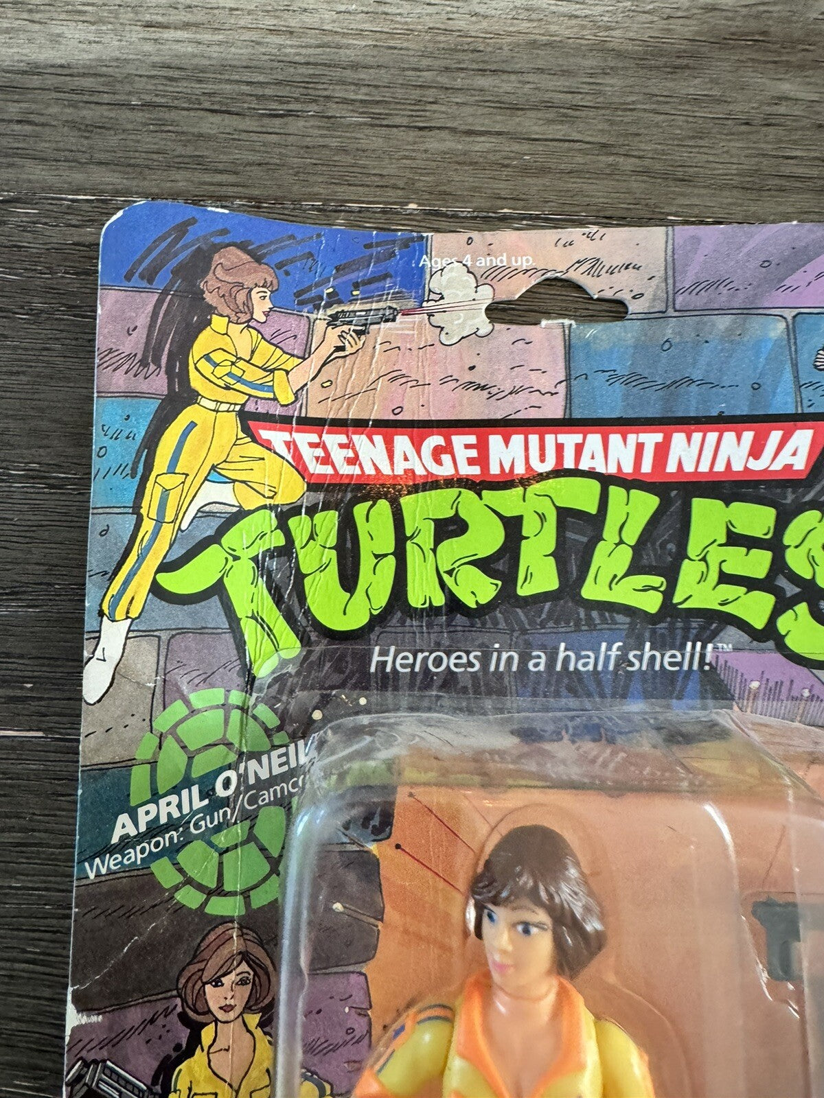 Playmates Vtg 1988 TMNT Figure APRIL O’NEIL Blue Stripe Jumpsuit Unpunched Card