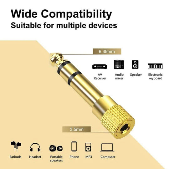 5x TRS Stereo Audio Headphone Adapter 6.35mm 1/4