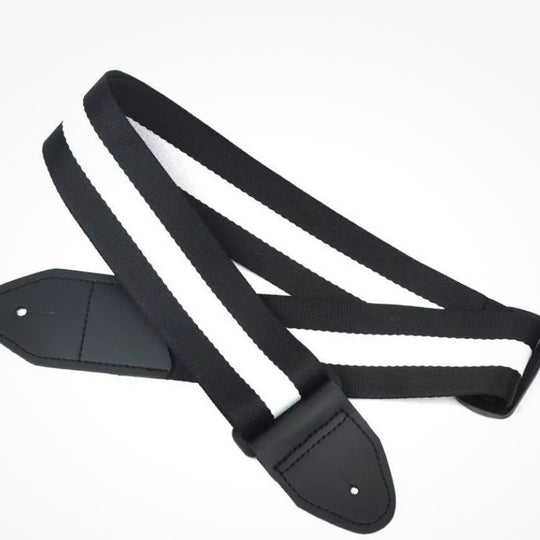 Cotton Stripe Leather Head Guitar Strap 2