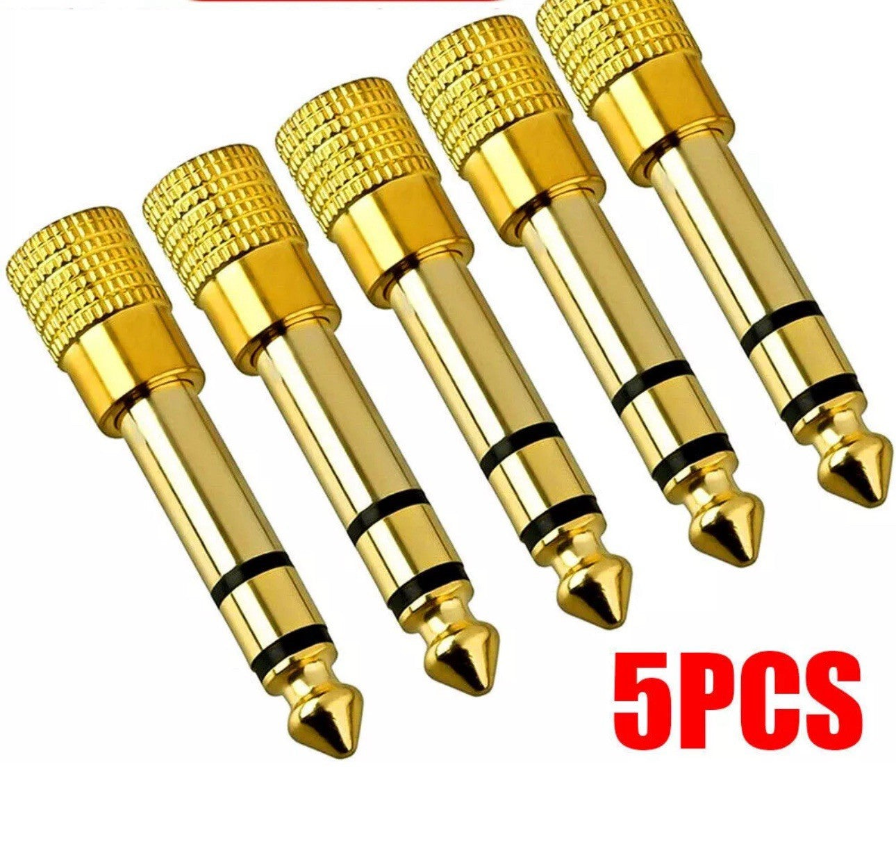 5x TRS Stereo Audio Headphone Adapter 6.35mm 1/4" Male to 3.5mm 1/8" Female Jack