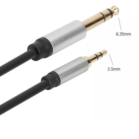 Black 3.5mm Male to 6.35mm 1/4 inch Male Cable Stereo Headphone Adapter Wire