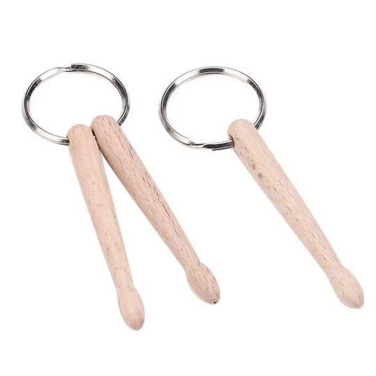 2pcs Mini Drum Sticks Keychain Wood Drumsticks Percussion Instruments Key Ring Fashion Accessorie Portable Good Gift